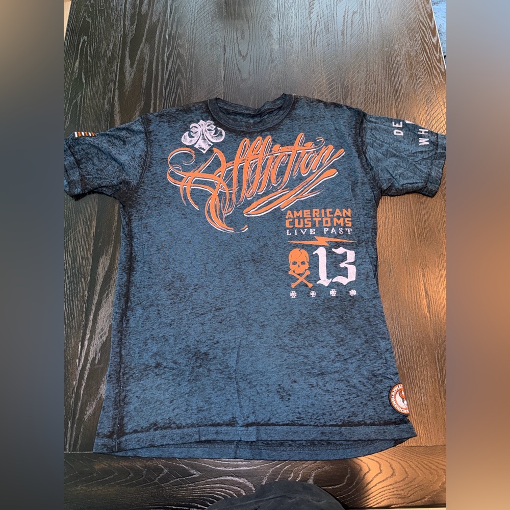 Affliction Kids Tee - Dark Blue and Orange